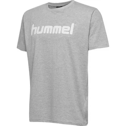 T-Shirt Logo T-Shirt Sport Kurzarm Rundhals Shirt aus Baumwolle HMLGO 5125 in Grau