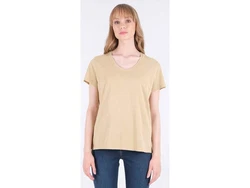 ORGANICATION T-Shirt Bio Damen Khaki/Beige/Braun/Weiß