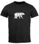 Neverless Print-Shirt Herren T-Shirt Polygon Design Print Br Bear Tiermotiv Outdoor Fashion Braun