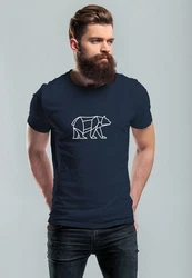 Neverless Print-Shirt Herren T-Shirt Polygon Design Print Br Bear Tiermotiv Outdoor Fashion Dunkelblau/Blau