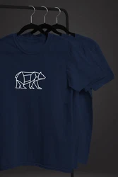 Neverless Print-Shirt Herren T-Shirt Polygon Design Print Br Bear Tiermotiv Outdoor Fashion Dunkelblau/Blau