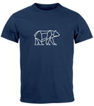 Neverless Print-Shirt Herren T-Shirt Polygon Design Print Br Bear Tiermotiv Outdoor Fashion Dunkelblau/Blau Neverless Print-Shirt Herren T-Shirt Polygon Design Print Br Bear Tiermotiv Outdoor Fashion Dunkelblau/Blau