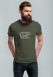 Neverless Print-Shirt Herren T-Shirt Polygon Design Print Br Bear Tiermotiv Outdoor Fashion Dunkelgrün/Braun