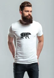 Neverless Print-Shirt Herren T-Shirt Polygon Design Print Br Bear Tiermotiv Outdoor Fashion Braun/Grau/Weiß/Rot