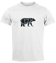 Neverless Print-Shirt Herren T-Shirt Polygon Design Print Br Bear Tiermotiv Outdoor Fashion Braun/Grau/Weiß/Rot