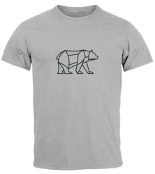 Neverless Print-Shirt Herren T-Shirt Polygon Design Print Br Bear Tiermotiv Outdoor Fashion Braun/Grau/Dunkelgrau