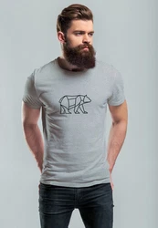Neverless Print-Shirt Herren T-Shirt Polygon Design Print Br Bear Tiermotiv Outdoor Fashion Braun/Grau/Dunkelgrau