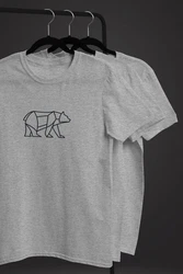 Neverless Print-Shirt Herren T-Shirt Polygon Design Print Br Bear Tiermotiv Outdoor Fashion Braun/Grau/Dunkelgrau