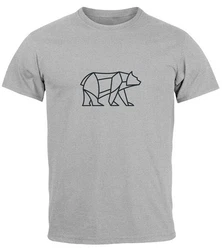 Neverless Print-Shirt Herren T-Shirt Polygon Design Print Br Bear Tiermotiv Outdoor Fashion Braun/Grau/Dunkelgrau