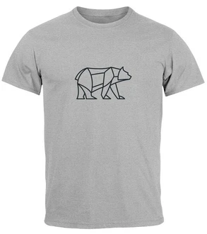 Neverless Print-Shirt Herren T-Shirt Polygon Design Print Br Bear Tiermotiv Outdoor Fashion