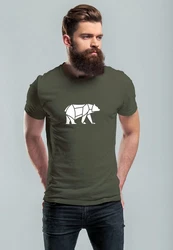 Neverless Print-Shirt Herren T-Shirt Polygon Design Print Br Bear Tiermotiv Outdoor Fashion Dunkelgrün