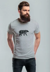 Neverless Print-Shirt Herren T-Shirt Polygon Design Print Br Bear Tiermotiv Outdoor Fashion Braun/Grau/Dunkelgrau