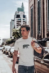 Neverless Print-Shirt Herren T-Shirt Polygon Design Print Br Bear Tiermotiv Outdoor Fashion Braun/Grau/Dunkelgrau