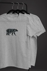 Neverless Print-Shirt Herren T-Shirt Polygon Design Print Br Bear Tiermotiv Outdoor Fashion Braun/Grau/Dunkelgrau