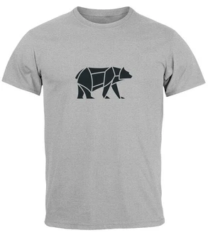 Neverless Print-Shirt Herren T-Shirt Polygon Design Print Br Bear Tiermotiv Outdoor Fashion Braun/Grau/Dunkelgrau