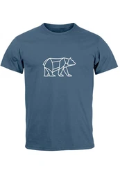 Neverless Print-Shirt Herren T-Shirt Polygon Design Print Br Bear Tiermotiv Outdoor Fashion Hellblau/Blau