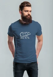 Neverless Print-Shirt Herren T-Shirt Polygon Design Print Br Bear Tiermotiv Outdoor Fashion Hellblau/Blau