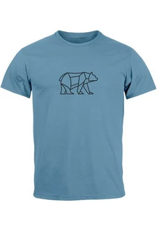 Neverless Print-Shirt Herren T-Shirt Polygon Design Print Br Bear Tiermotiv Outdoor Fashion Hellblau/Blau