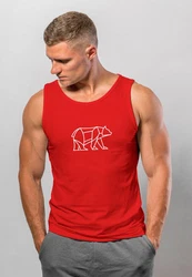Neverless Tanktop Herren Polygon Design Print Br Bear Tiermotiv Outdoor Rot