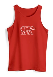 Neverless Tanktop Herren Polygon Design Print Br Bear Tiermotiv Outdoor Rot