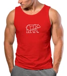 Neverless Tanktop Herren Polygon Design Print Br Bear Tiermotiv Outdoor Rot
