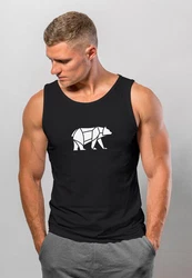 Neverless Tanktop Herren Polygon Design Print Br Bear Tiermotiv Outdoor Braun/Schwarz
