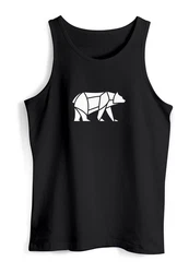 Neverless Tanktop Herren Polygon Design Print Br Bear Tiermotiv Outdoor Braun/Schwarz