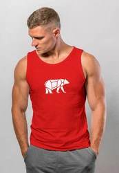 Neverless Tanktop Herren Polygon Design Print Br Bear Tiermotiv Outdoor Rot/Dunkelrot
