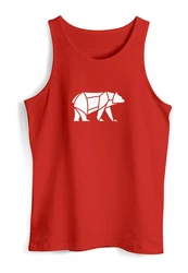 Neverless Tanktop Herren Polygon Design Print Br Bear Tiermotiv Outdoor Rot/Dunkelrot
