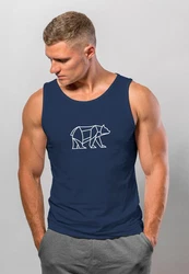 Neverless Tanktop Herren Polygon Design Print Br Bear Tiermotiv Outdoor Dunkelblau/Blau