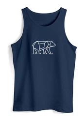 Neverless Tanktop Herren Polygon Design Print Br Bear Tiermotiv Outdoor Dunkelblau/Blau