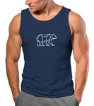 Neverless Tanktop Herren Polygon Design Print Br Bear Tiermotiv Outdoor Dunkelblau/Blau