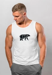 Neverless Tanktop Herren Polygon Design Print Br Bear Tiermotiv Outdoor Braun/Weiß