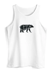 Neverless Tanktop Herren Polygon Design Print Br Bear Tiermotiv Outdoor Braun/Weiß