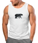 Neverless Tanktop Herren Polygon Design Print Br Bear Tiermotiv Outdoor Braun/Weiß