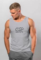 Neverless Tanktop Herren Polygon Design Print Br Bear Tiermotiv Outdoor Braun/Grau/Hellgrau