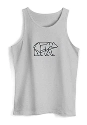 Neverless Tanktop Herren Polygon Design Print Br Bear Tiermotiv Outdoor Braun/Grau/Hellgrau