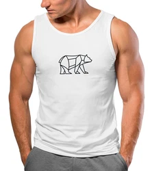 Neverless Tanktop Herren Polygon Design Print Br Bear Tiermotiv Outdoor Braun/Weiß