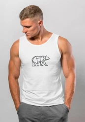 Neverless Tanktop Herren Polygon Design Print Br Bear Tiermotiv Outdoor Braun/Weiß