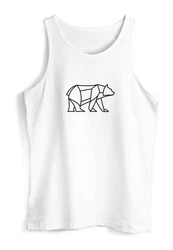 Neverless Tanktop Herren Polygon Design Print Br Bear Tiermotiv Outdoor Braun/Weiß