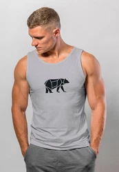 Neverless Tanktop Herren Polygon Design Print Br Bear Tiermotiv Outdoor Braun/Grau/Hellgrau/Dunkelgrau