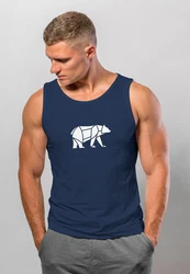 Neverless Tanktop Herren Polygon Design Print Br Bear Tiermotiv Outdoor Dunkelblau/Blau