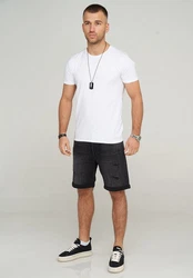 JACK & JONES Infinity Herren Jeans Shorts Rick Bermudas Used Look (as3, Alpha) Dunkelgrau/Schwarz/Grau