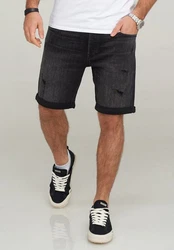 JACK & JONES Infinity Herren Jeans Shorts Rick Bermudas Used Look (as3, Alpha) Dunkelgrau/Schwarz/Grau