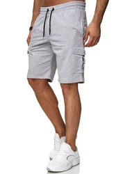 Reslad Sweatshorts Cargo Bermuda Jogginghose Grau/Hellgrau