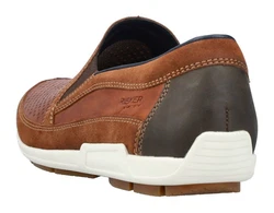 Rieker Slipper Freizeitschuh Mokassin mit Stretcheinsätze braun (cognac)