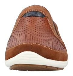 Rieker Slipper Freizeitschuh Mokassin mit Stretcheinsätze braun (cognac)