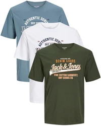 Jack & Jones Plus Print-Shirt Spar-Set 3er-Pack Big Size Shirt 