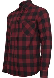 URBAN CLASSICS T-Shirt Urban Classics Herren Checked Flanell Shirt Dunkelrot/Braun/Rot/Bordeaux