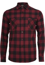 URBAN CLASSICS T-Shirt Urban Classics Herren Checked Flanell Shirt Dunkelrot/Braun/Rot/Bordeaux
